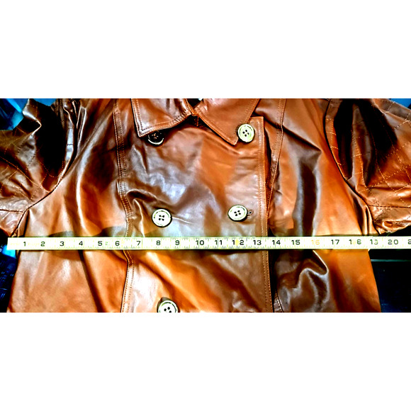 Brown Leather Trench Coat by Milan BRAND NEW WITH TAGS - Picture 10 of 11